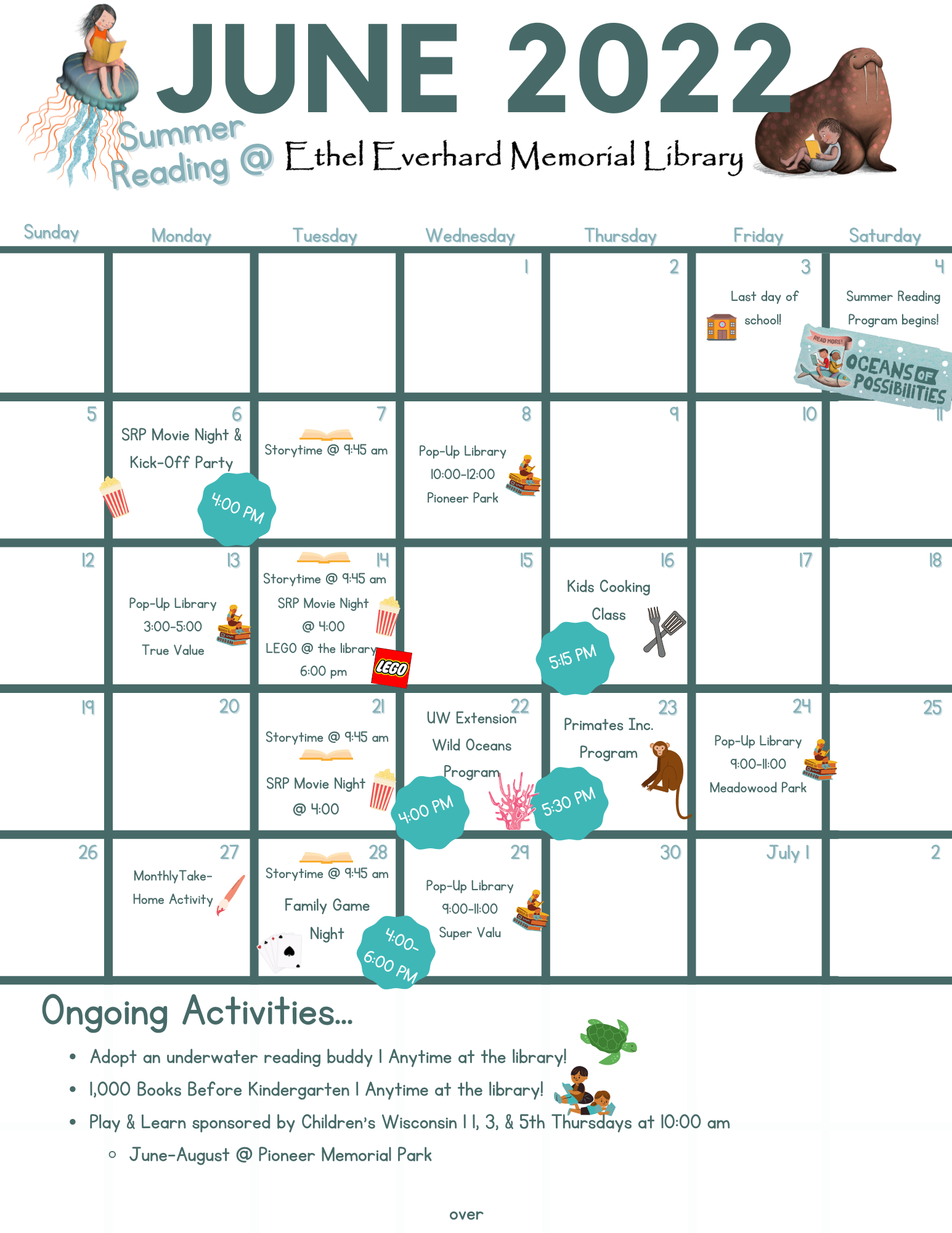 Get Ready For Summer Reading June 4 August 6 Ethel Everhard Memorial Library