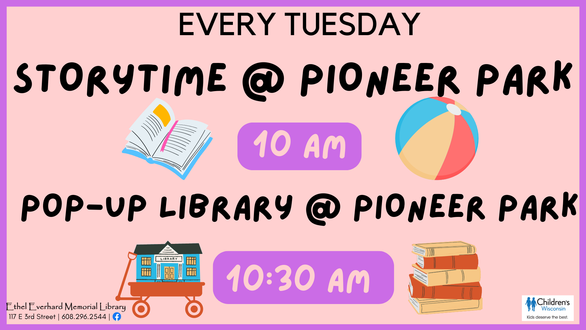 Storytime AND Pop-Up Library at Pioneer Park